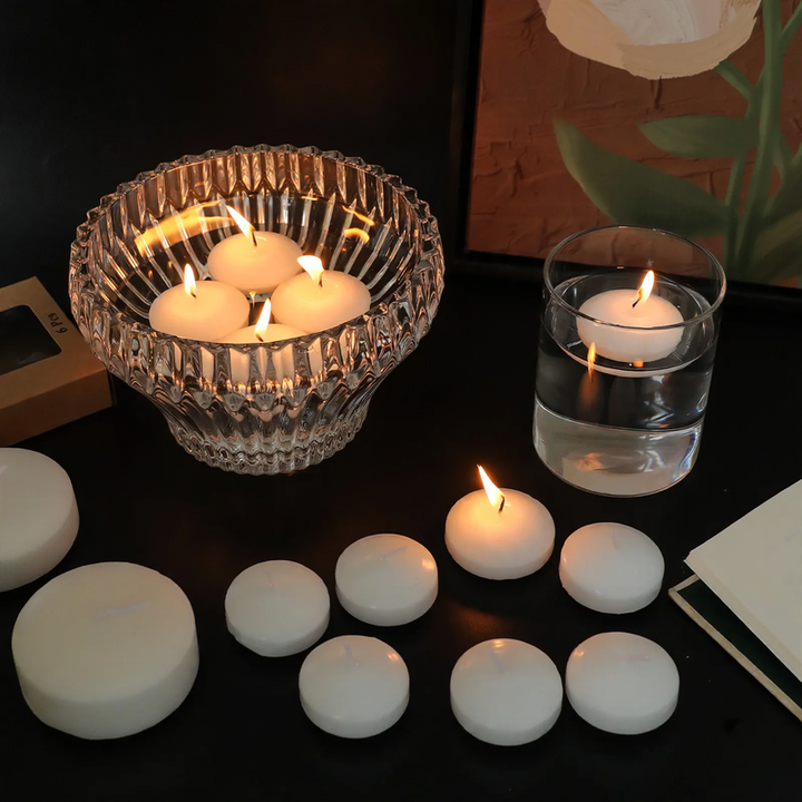 Swimming candles made of soy wax, cylindrical