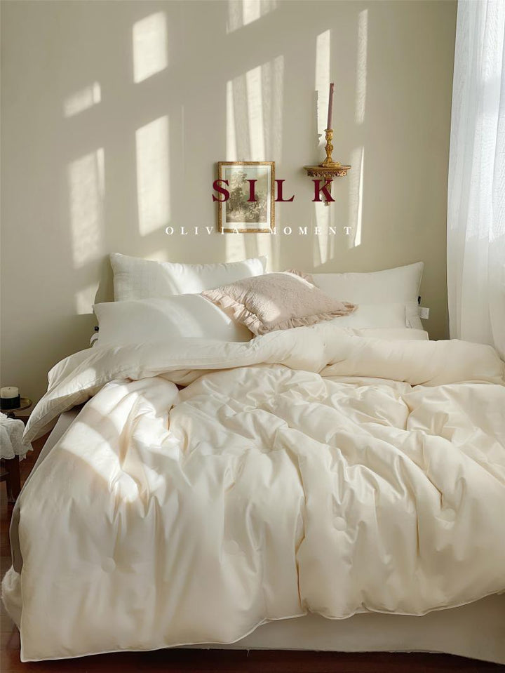 Cotton-silk duvet with Jacquard weaving