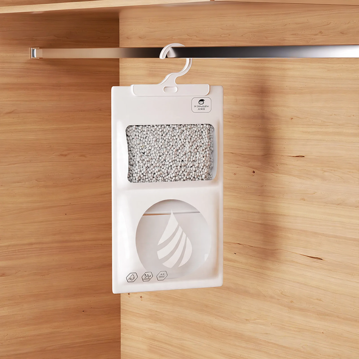 Hanging dehumidifying bag with fragrance