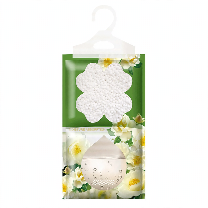 Hanging dehumidifier bag against moisture and mold