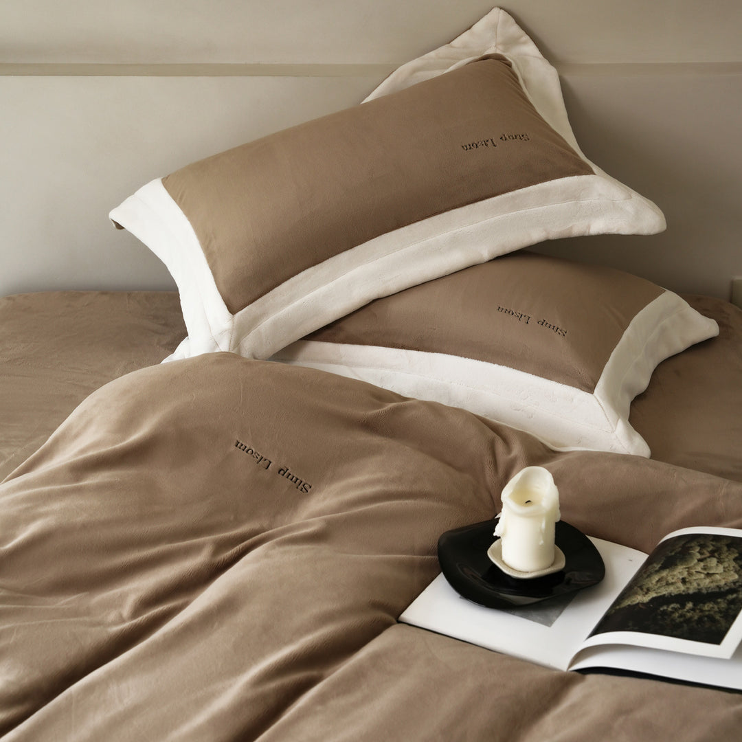 Milk fiber bedding set, fleece, winter, solid color