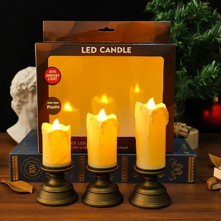 LED candle with drip effect in vintage style