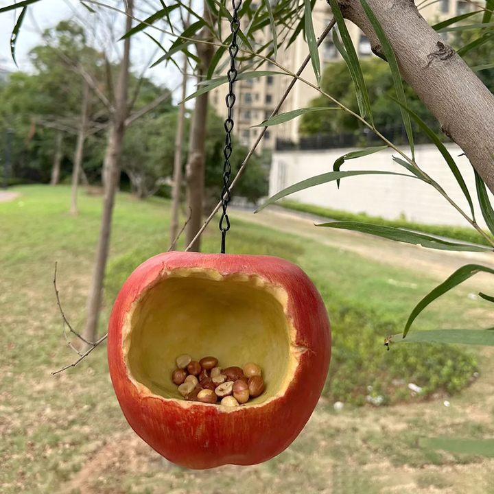 Bird feeder in apple shape made of resin