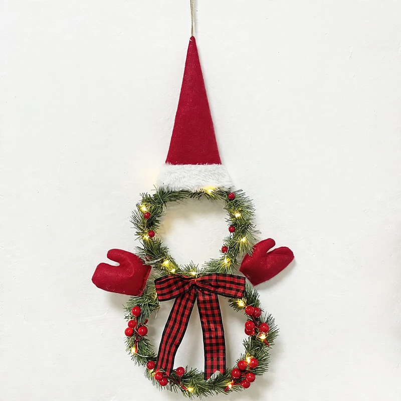 Christmas wreath with snowman motif