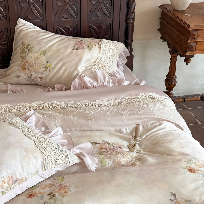 Cotton bedding set, 4-piece, French style