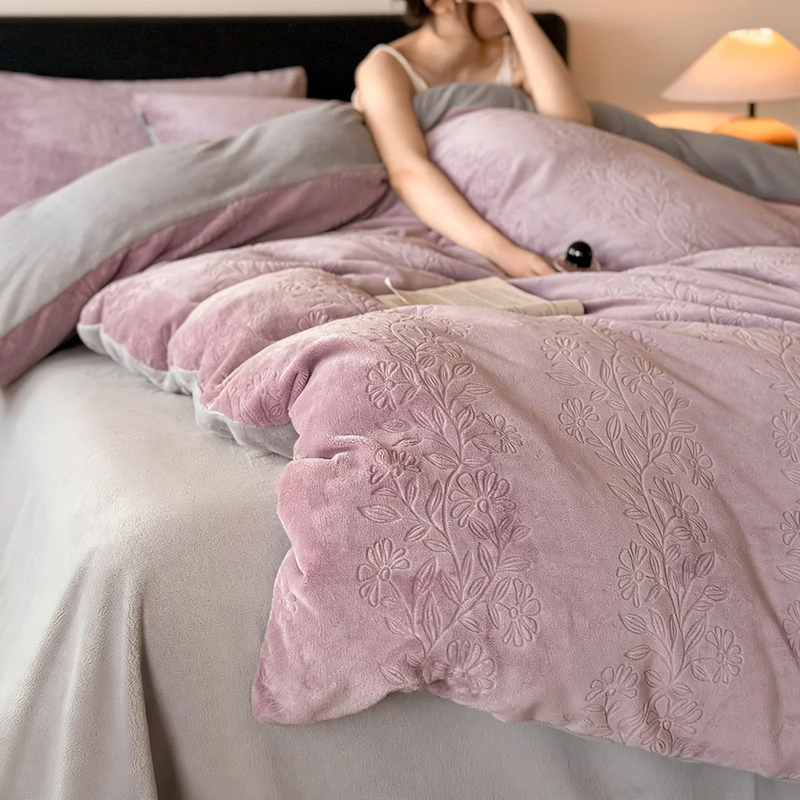 Milk fiber duvet cover set, geometric pattern, modern