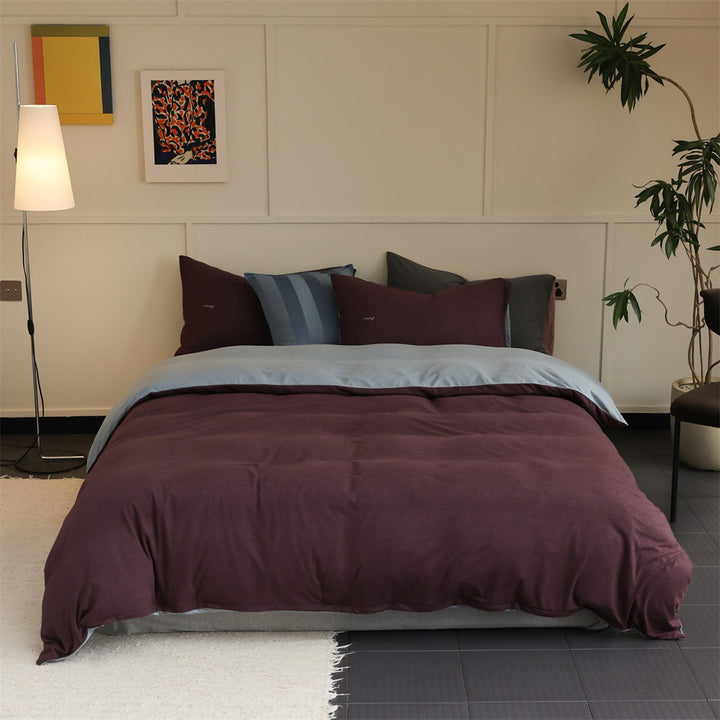 Knitted cotton bedding set, 4-piece, warming, double-sided