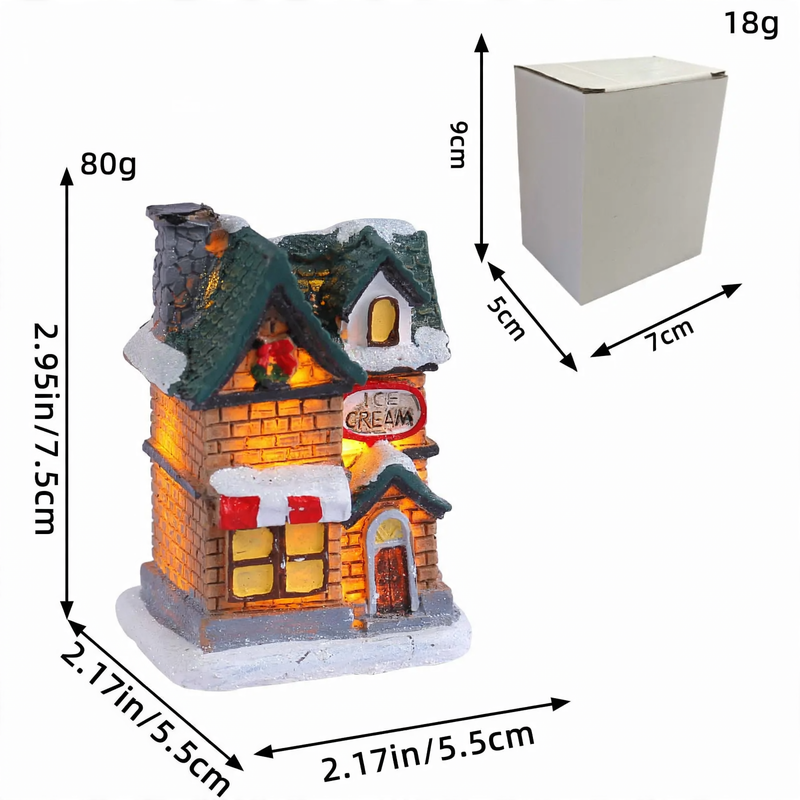 Illuminated Christmas house made of resin
