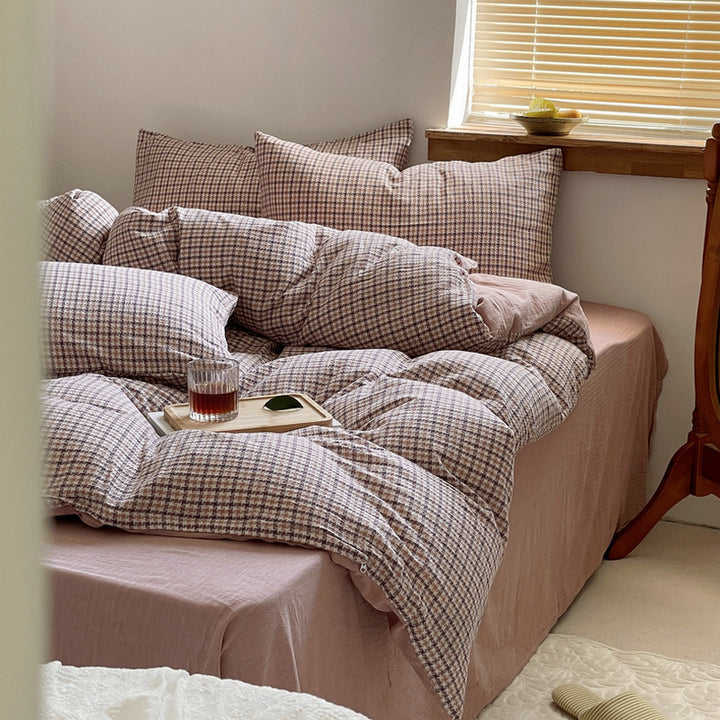 Cotton bedding set, 4-piece, jacquard pattern