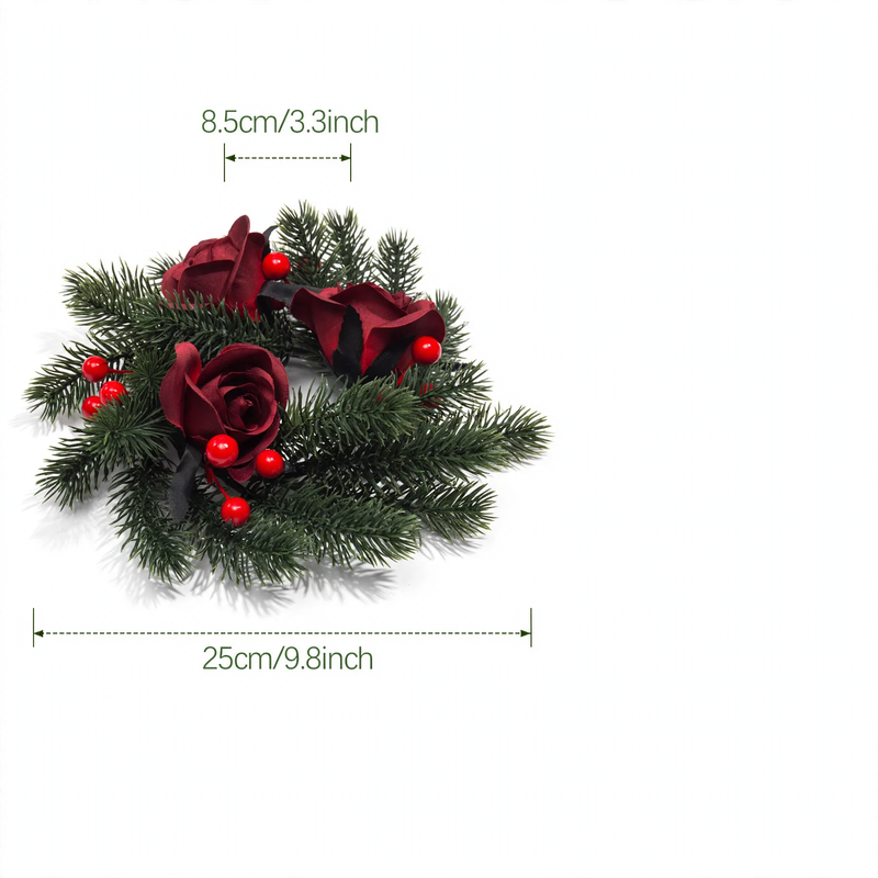 Christmas Candle Wreath with Berry Decor