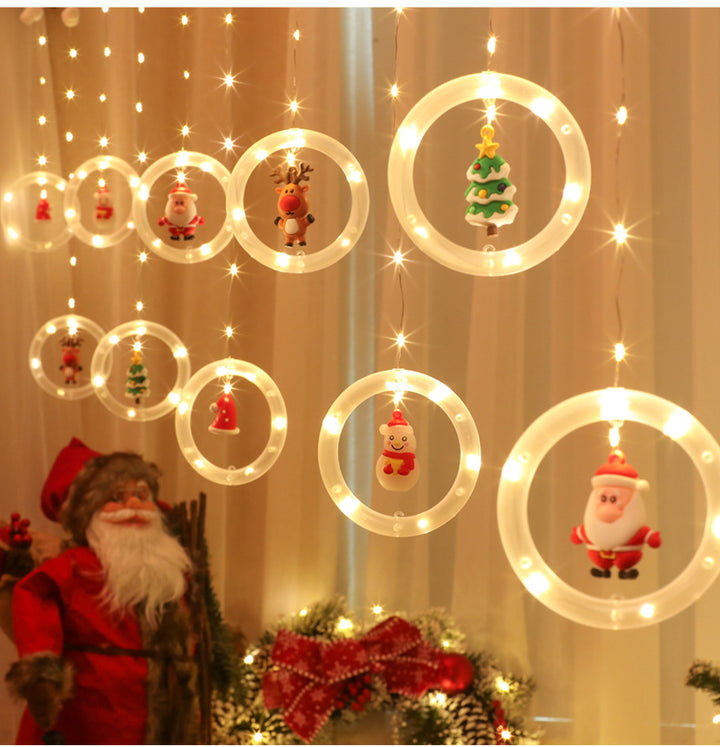 LED curtain lights with festive motifs