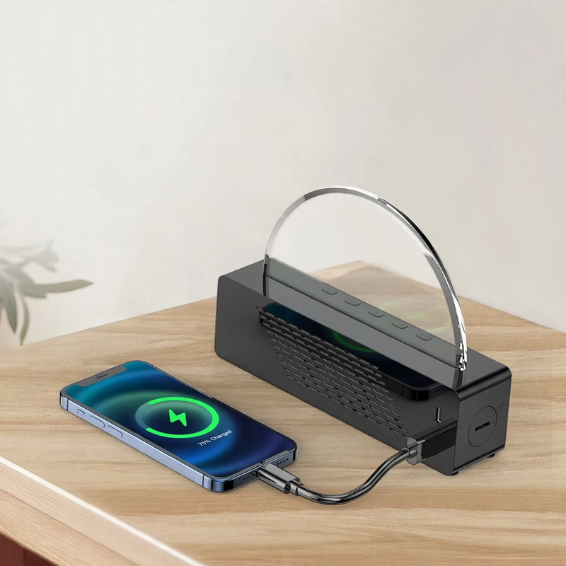 LED alarm clock with sunrise simulation and mirror surface