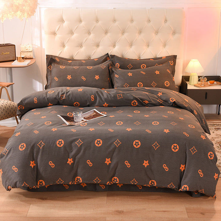 Duvet cover set made of brushed cotton, printed