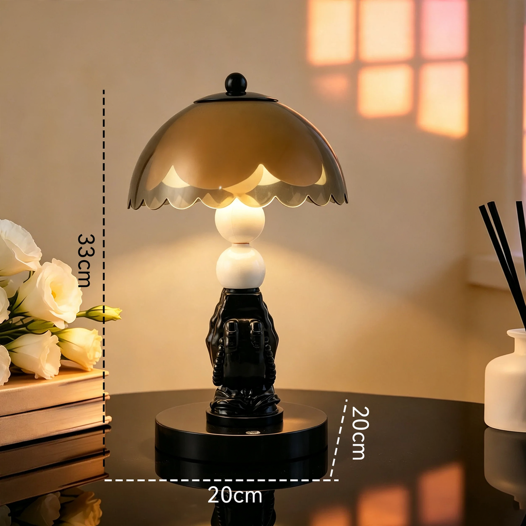 Nightstand lamp with hands motif, modern