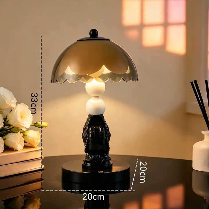 Nightstand lamp with hands motif, modern