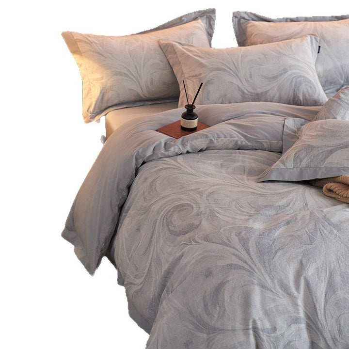 Cotton bedding set, 4-piece, jacquard pattern