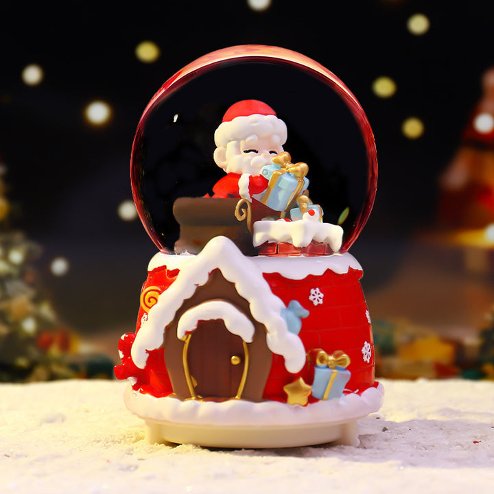 Christmas snow globe with light and music