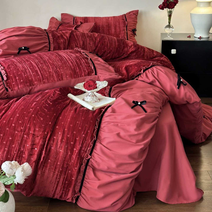 French velvet bedding set, brushed, 4-piece