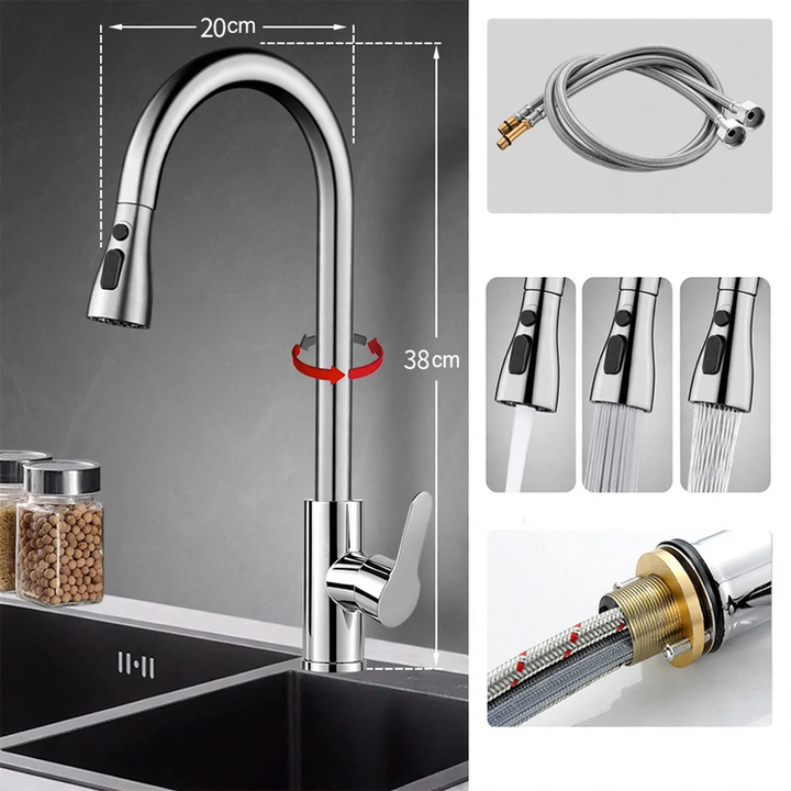 Pull-out kitchen faucet with ceramic valve