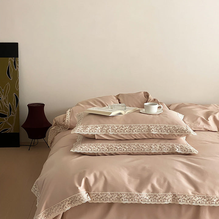 Cotton bedding set, solid color, brushed, for autumn and winter