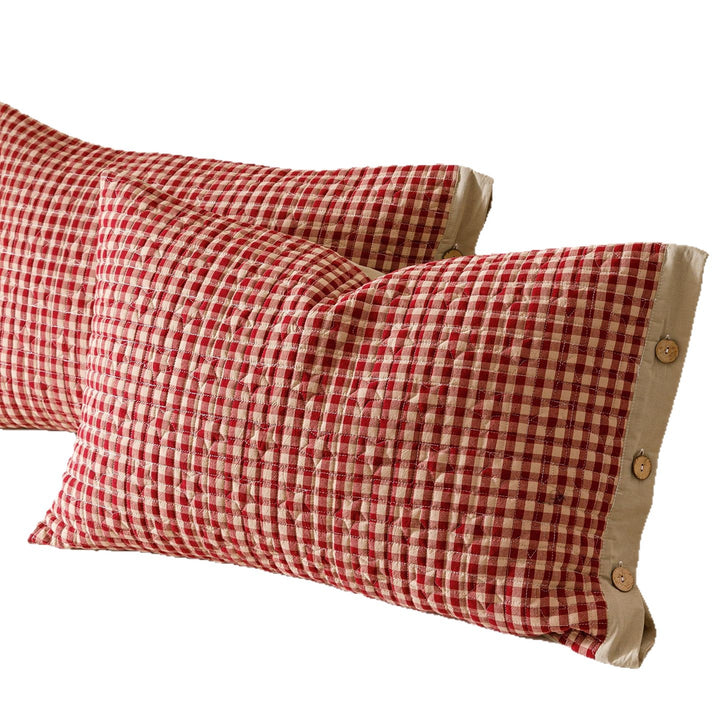 Cotton cushion cover with button closure, pair