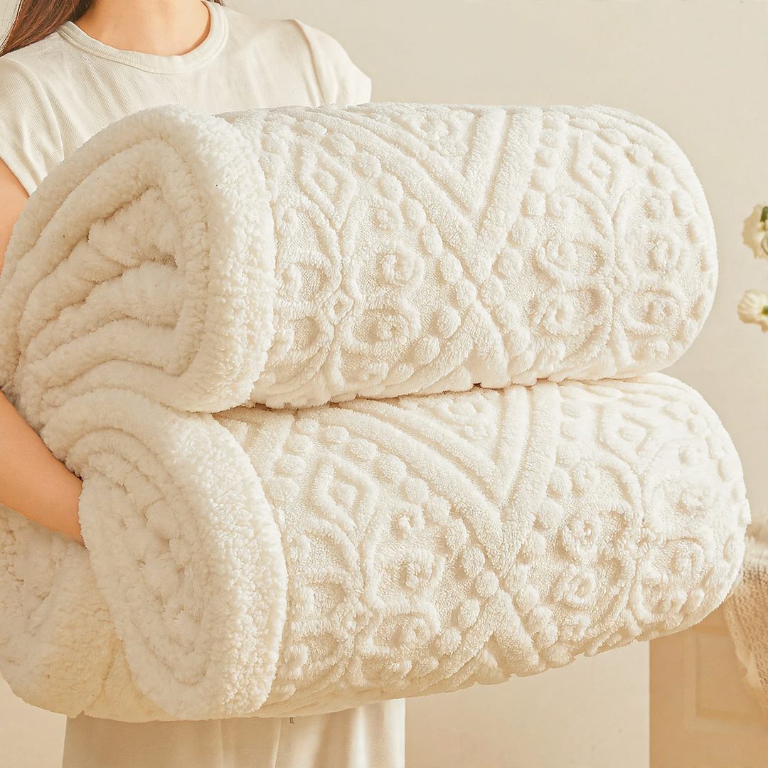 European decorative blanket with relief pattern