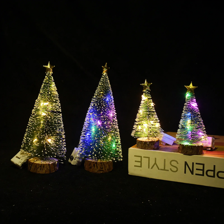 DIY Mini Christmas Tree, glowing table decoration