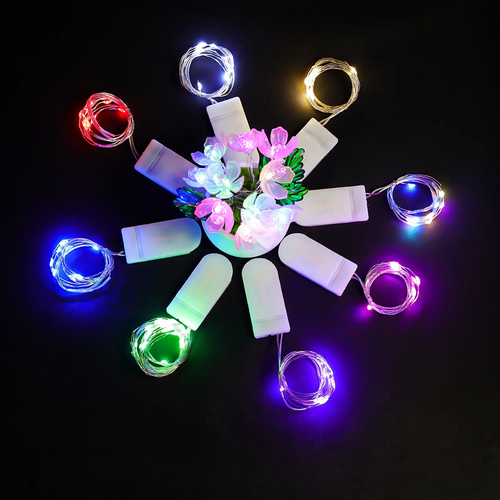 LED copper wire light string with button cell battery box