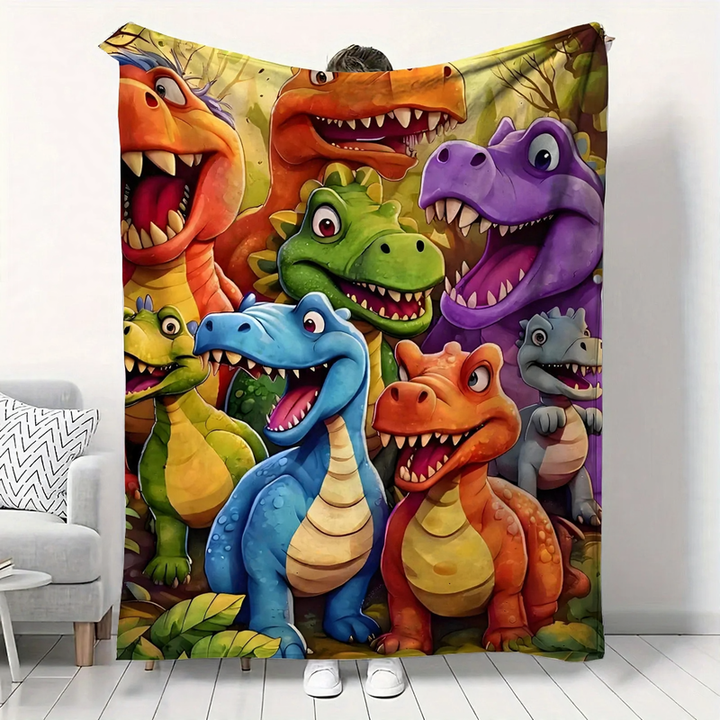 Fleece blanket with digital print, cartoon motif