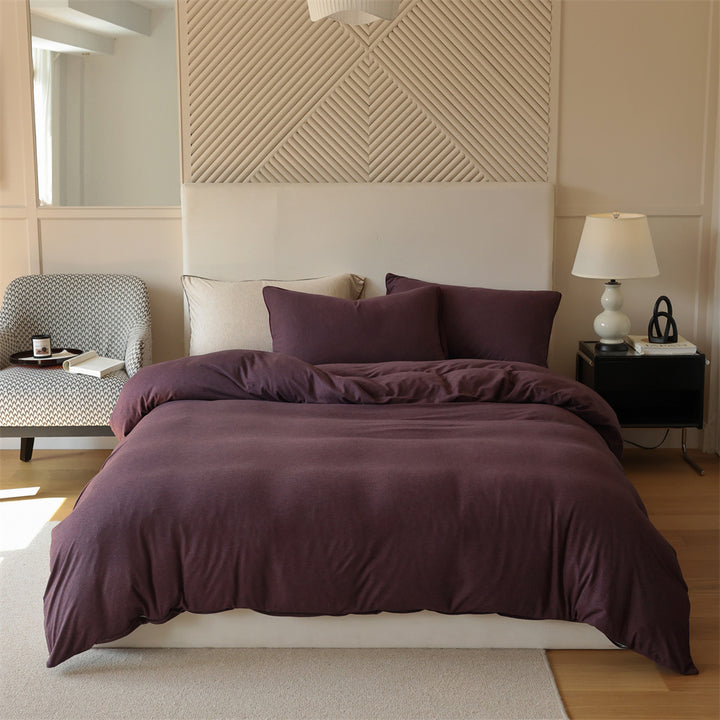 Knitted cotton bedding set, 4-piece, warming, double-sided