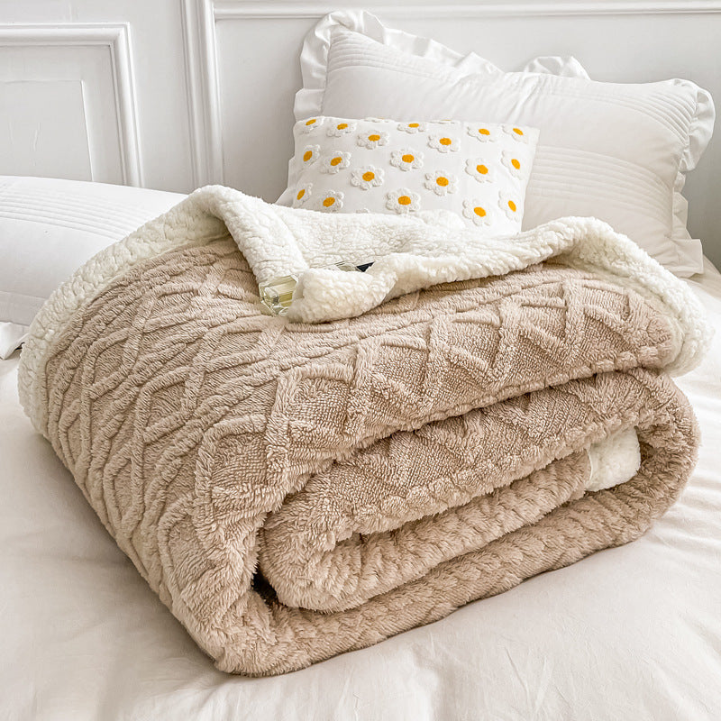 Warm lamb fleece throw blanket, solid color, various sizes