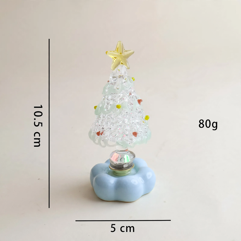 Decorative, rotating LED Christmas tree figure made of glass