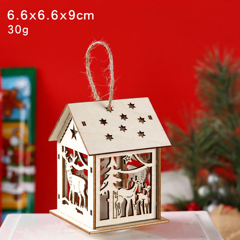 Illuminated wooden house for Christmas decoration