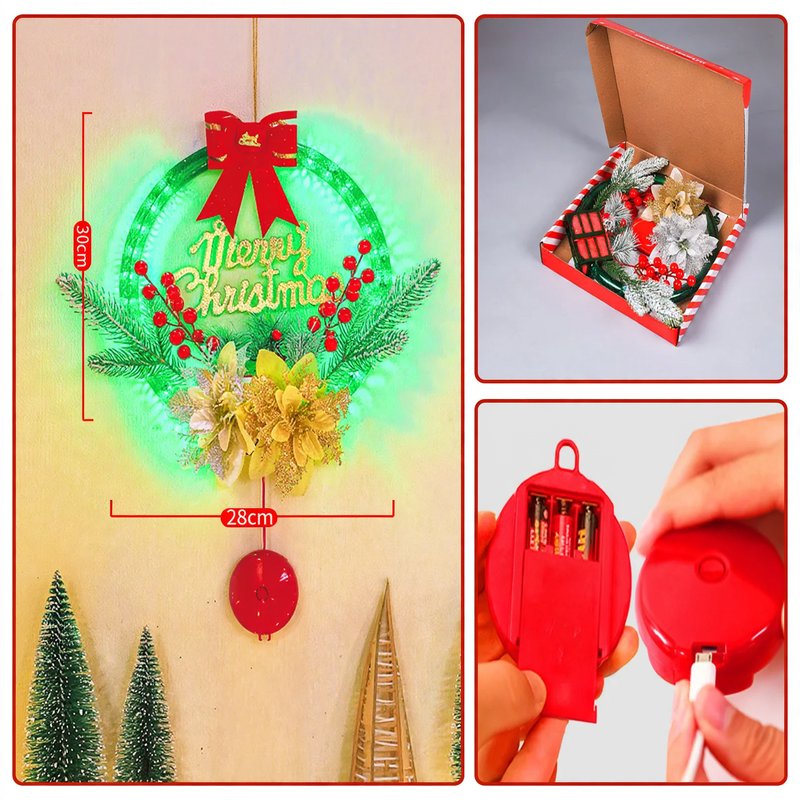 Illuminated LED Christmas Wreath, 28 cm
