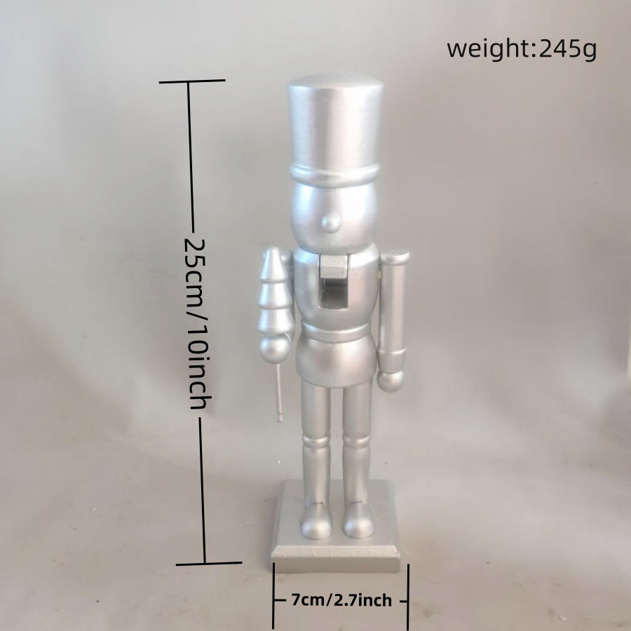 Nutcracker figure made of wood, silver-colored