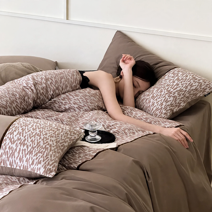 Cotton bedding set, 4-piece, floral pattern