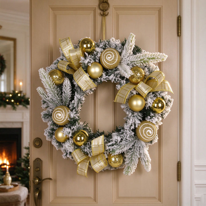 Flocked Christmas wreath, 30 or 40 cm, handcrafted