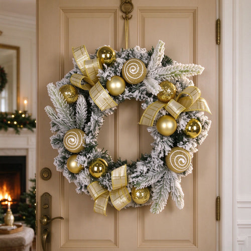 Flocked Christmas wreath, 30 or 40 cm, handcrafted