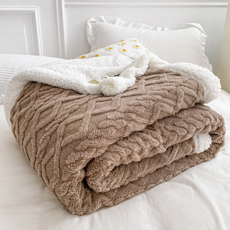 Warm lamb fleece throw blanket, solid color, various sizes