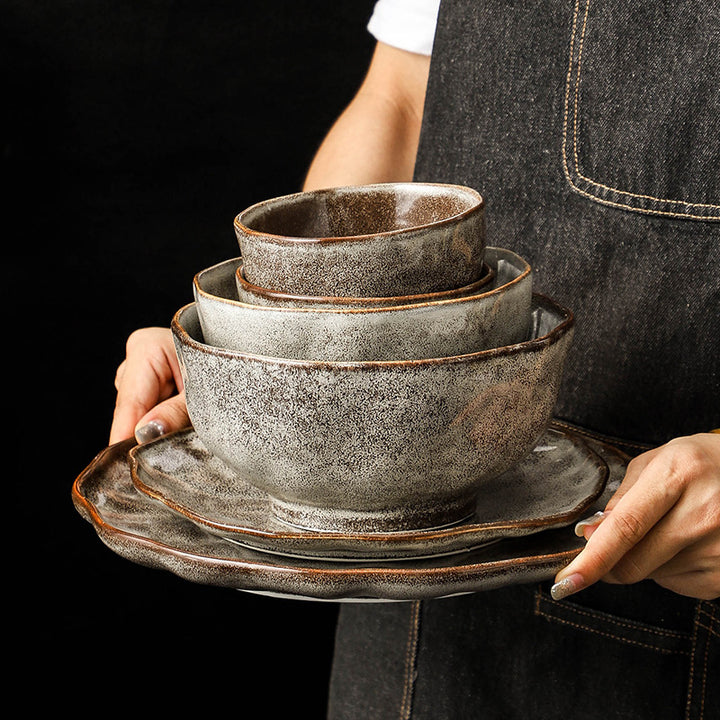 Vintage ceramic dish set, rustic design