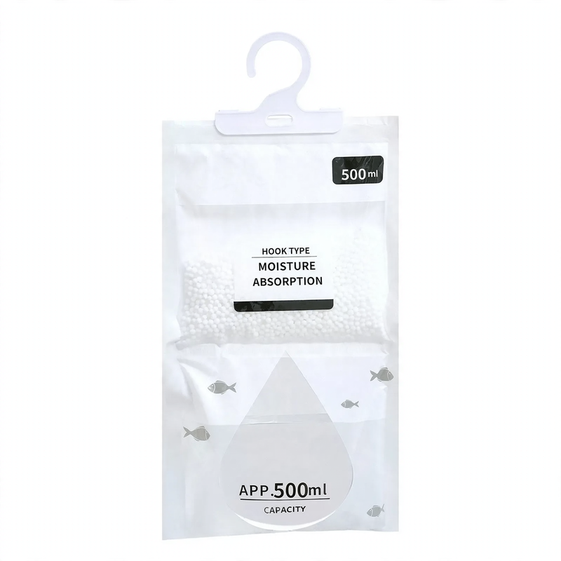 Hanging dehumidifying bag for clothing