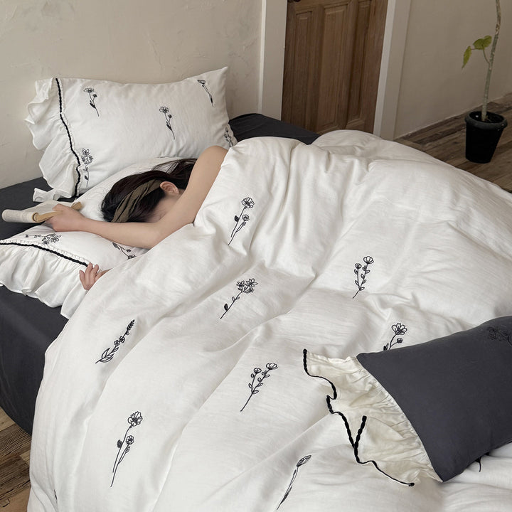 Cotton bedding set, 4-piece, crinkle structure