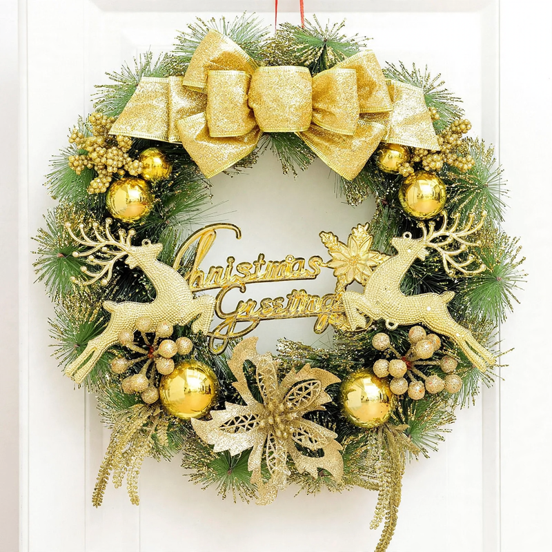 Illuminated Christmas wreath with hanging