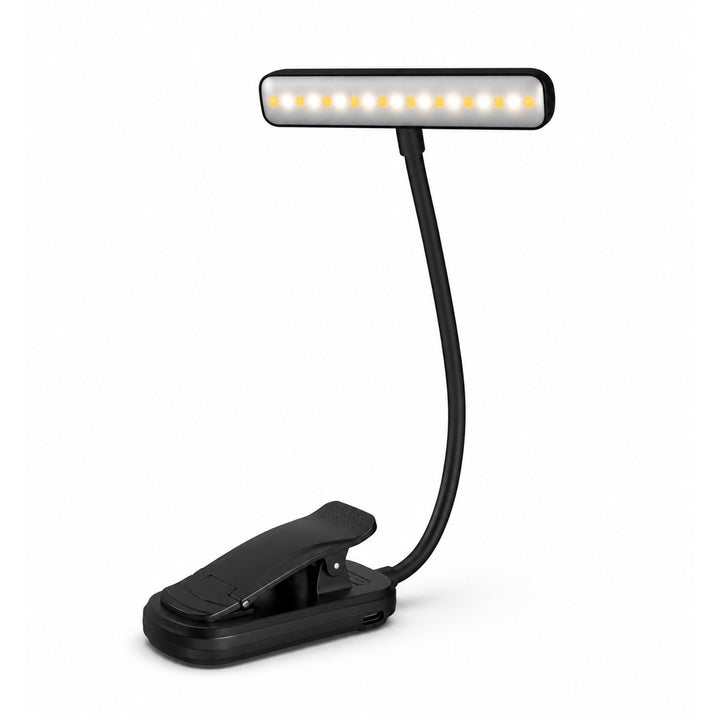 LED clamp light with 19 LEDs, USB rechargeable