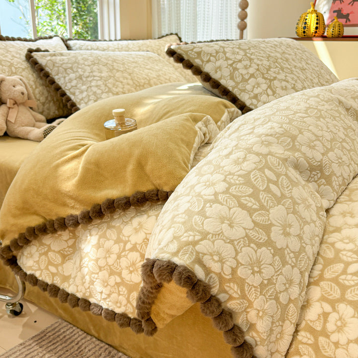 Milk fiber bedding set, autumn/winter, floral pattern