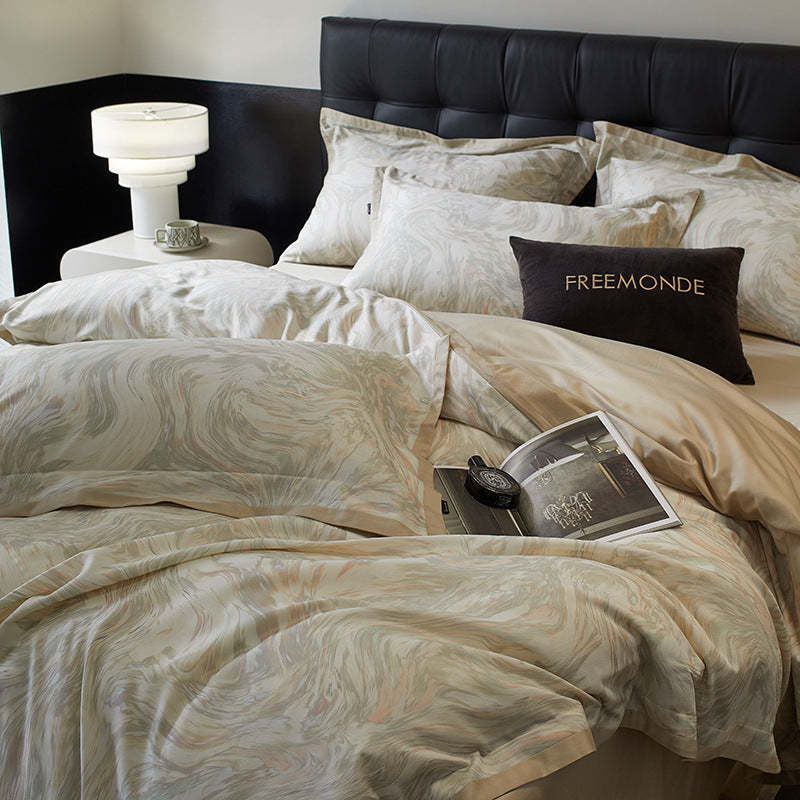 Luxurious 4-piece bed linen set made of Tencel cotton
