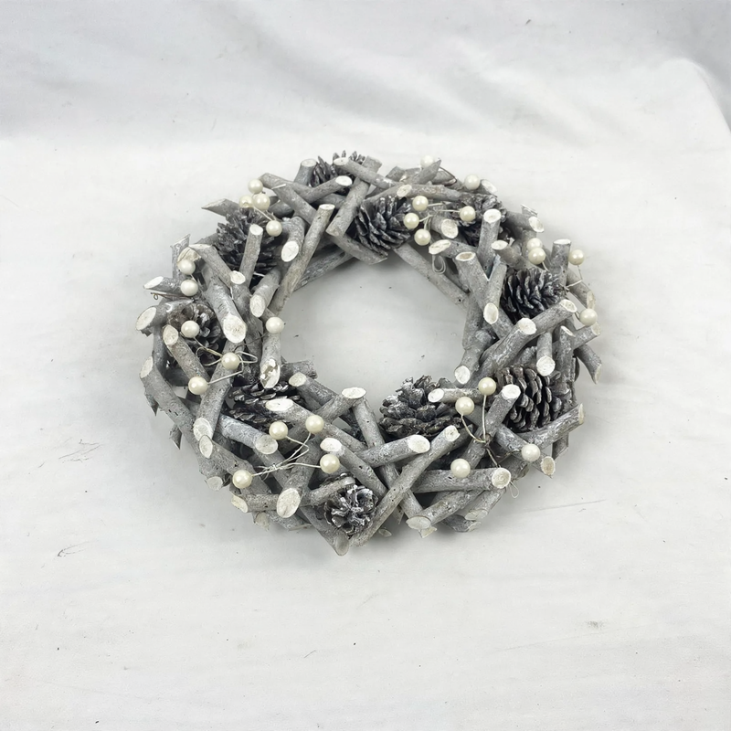 Decorative Christmas wreath made of wood and iron