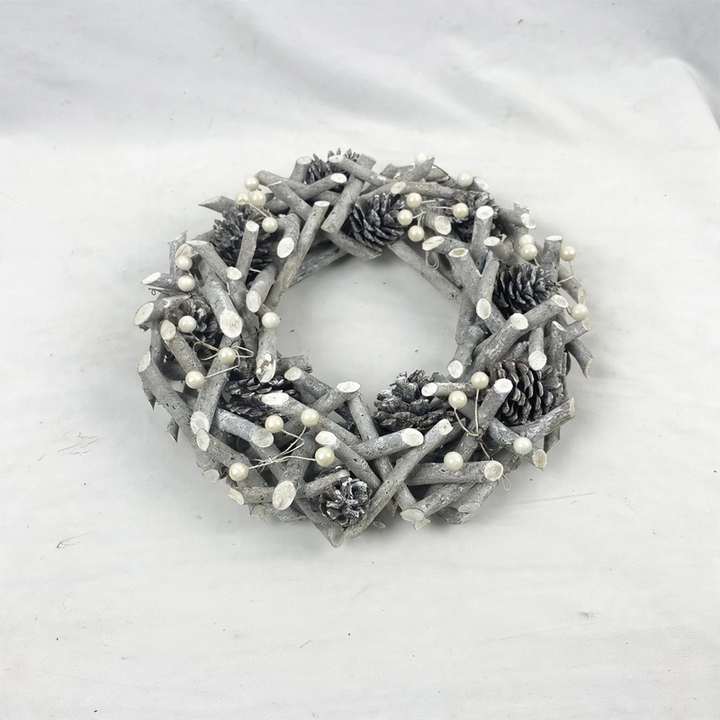 Decorative Christmas wreath made of wood and iron