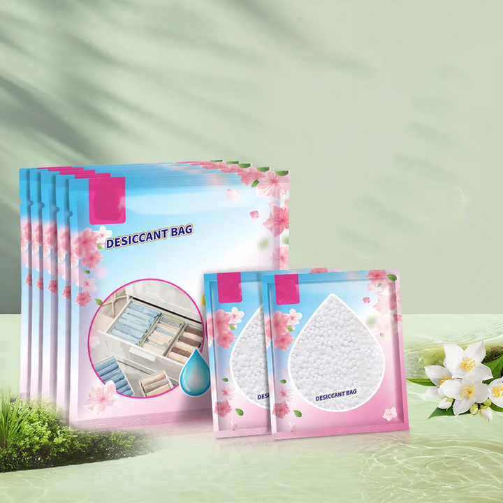 Hanging dehumidifying bag for wardrobes