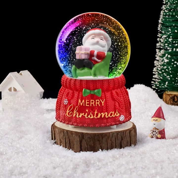Christmas snow globe with light and music
